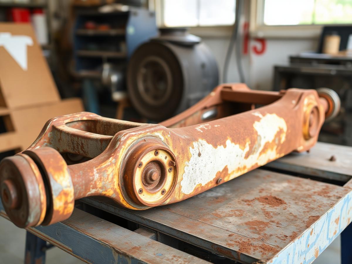 Suspension arm sandblasting before