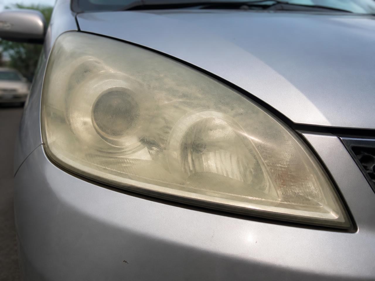 Faded headlight restoration before