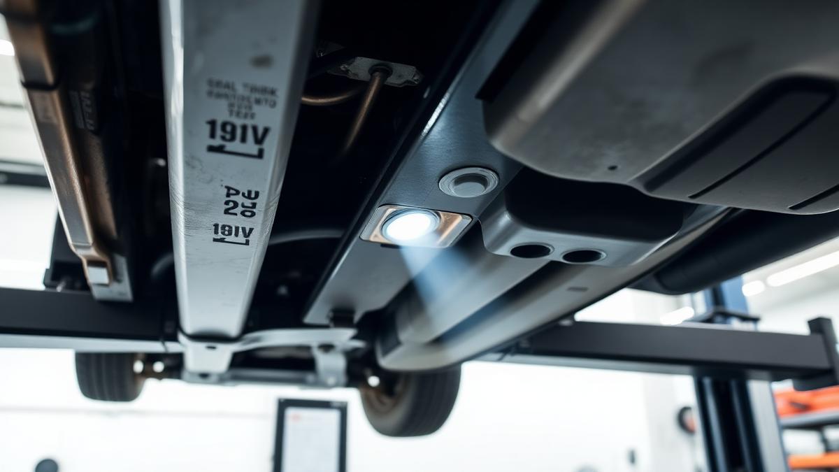 Vehicle underside being inspected for hidden rust